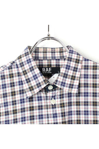 MADE IN ITALY L/S CHECK SHIRT / NAVY WHITE [SIZE: S USED]