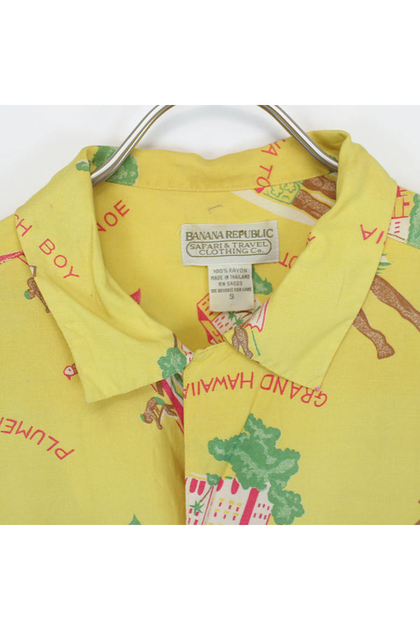 HAWAIIAN RAYON SHIRT / YELLOW【SIZE:M相当 USED】