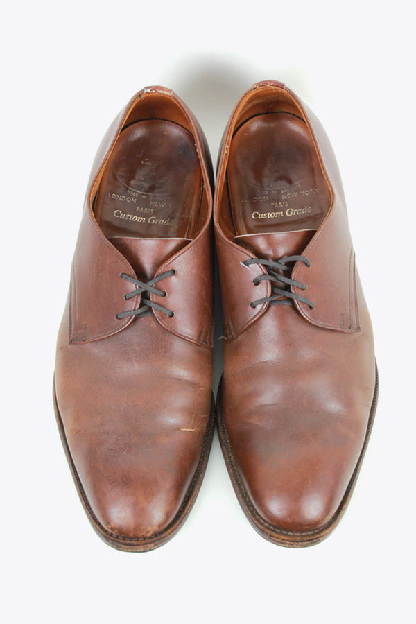 MADE IN ENGLAND PLAIN TOE LEATHER SHOES / BROWN [SIZE: US9F (equivalent to 27cm) USED]