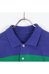 90'S S/S BORDER POLO SHIRT / BLUE/RED/GREEN【SIZE:L相当 USED】