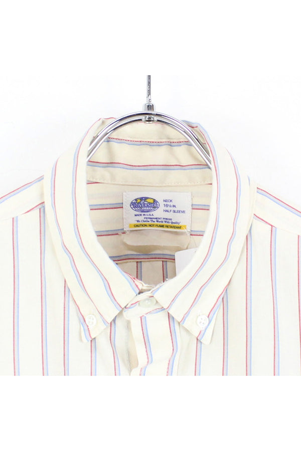 90'S S/S BD BUD LIGHT STRIPE SHIRT / OFF WHITE【SIZE:L相当 USED】