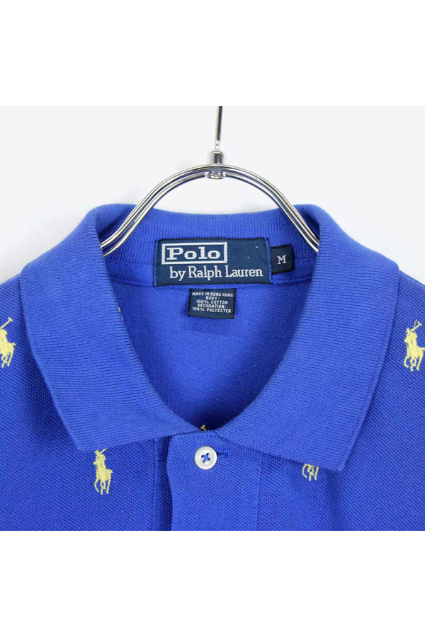 S/S MONOGRAM POLO SHIRT / BLUE【SIZE:M USED】