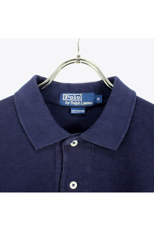S/S KNIT POLO BORDER / NAVY/RED【SIZE:M USED】