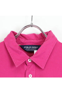 90'S S/S ONE POINT LOGO POLO SHIRT / PINK【SIZE:XL USED】