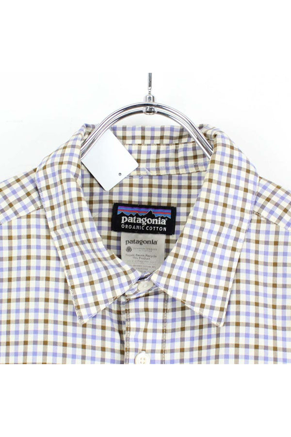 90'S S/S CHECK SHIRT / GRAY/BLUE/WHITE【SIZE:S USED】