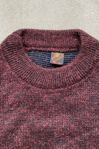 90'S DESIGN LAME WOOL ACRYLIC KNIT SWEATER / BURGUNDY [SIZE: M USED]