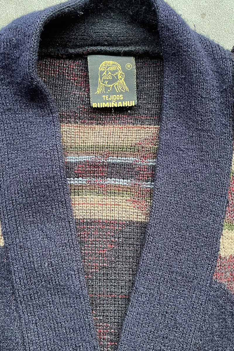 90'S DESIGN WOOL CARDIGAN / NAVY [ SIZE: L USED ]