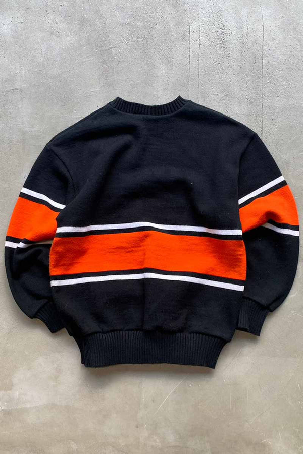 90'S NFL BENGALS EMBROIDERY ACRYLIC KNIT SWEATER / BLACK [SIZE: M USED]