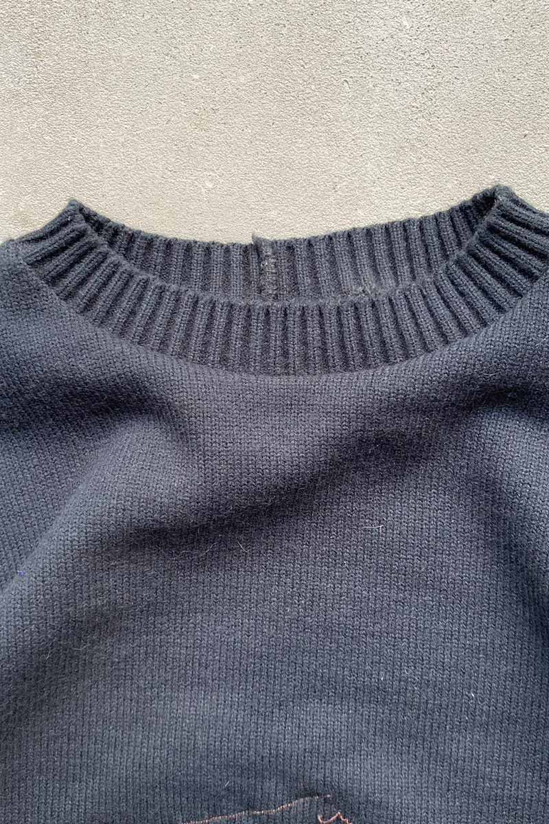 90'S NFL BENGALS EMBROIDERY ACRYLIC KNIT SWEATER / BLACK [SIZE: M USED]