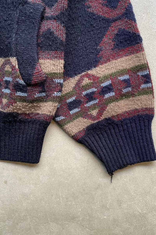 90'S DESIGN WOOL CARDIGAN / NAVY [ SIZE: L USED ]