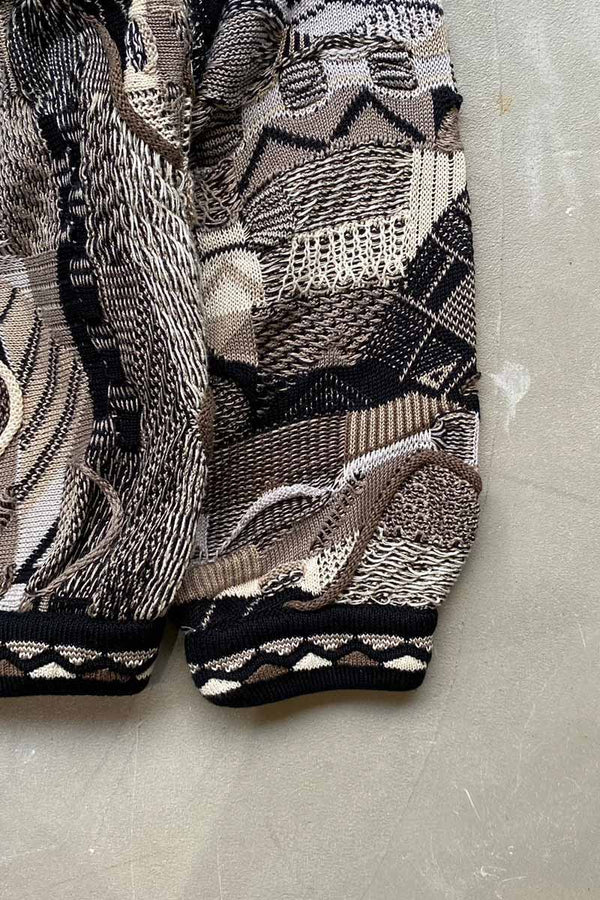 MADE IN CANADA 90'S 3D COTTON KNIT CARDIGAN / MULTI [SIZE: XL USED]