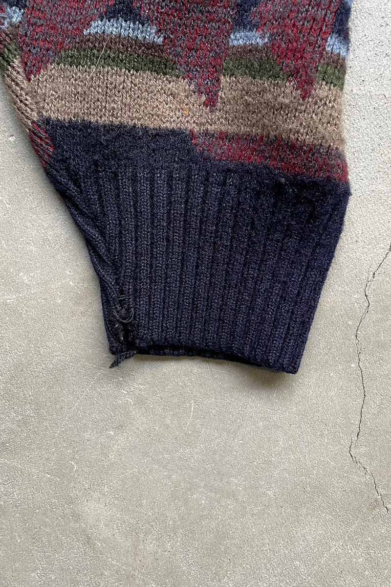 90'S DESIGN WOOL CARDIGAN / NAVY [ SIZE: L USED ]