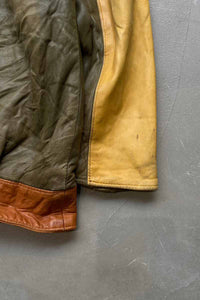 90'S NATIVE DESIGN LEATHER JACKET / TAN [SIZE: M USED]