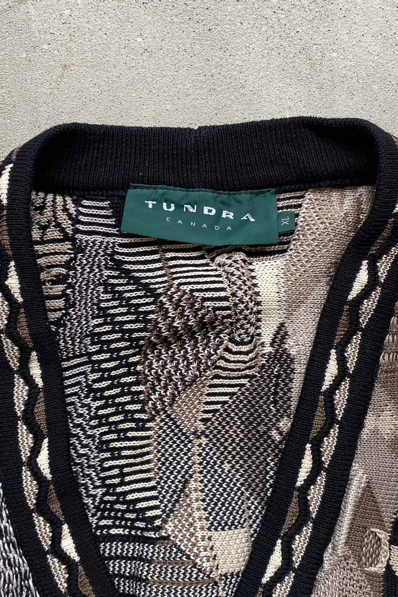 MADE IN CANADA 90'S 3D COTTON KNIT CARDIGAN / MULTI [SIZE: XL USED]