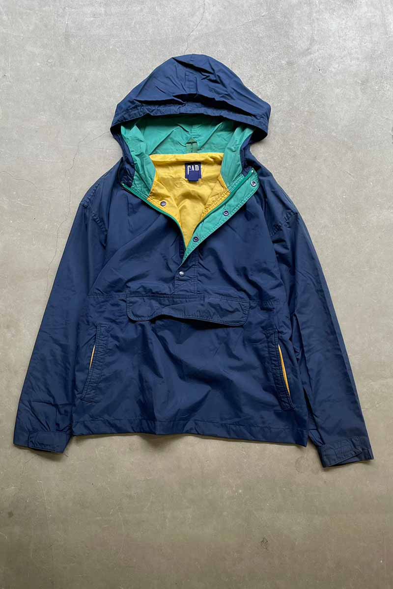 90'S HALF ZIP PULLOVER NYLON JACKET / NAVY [SIZE: L USED]