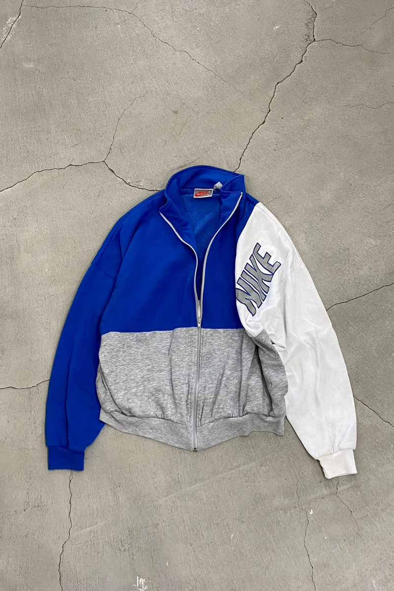 90'S SWEAT TRACK JACKET / BLUE / GRAY [SIZE: XL USED]