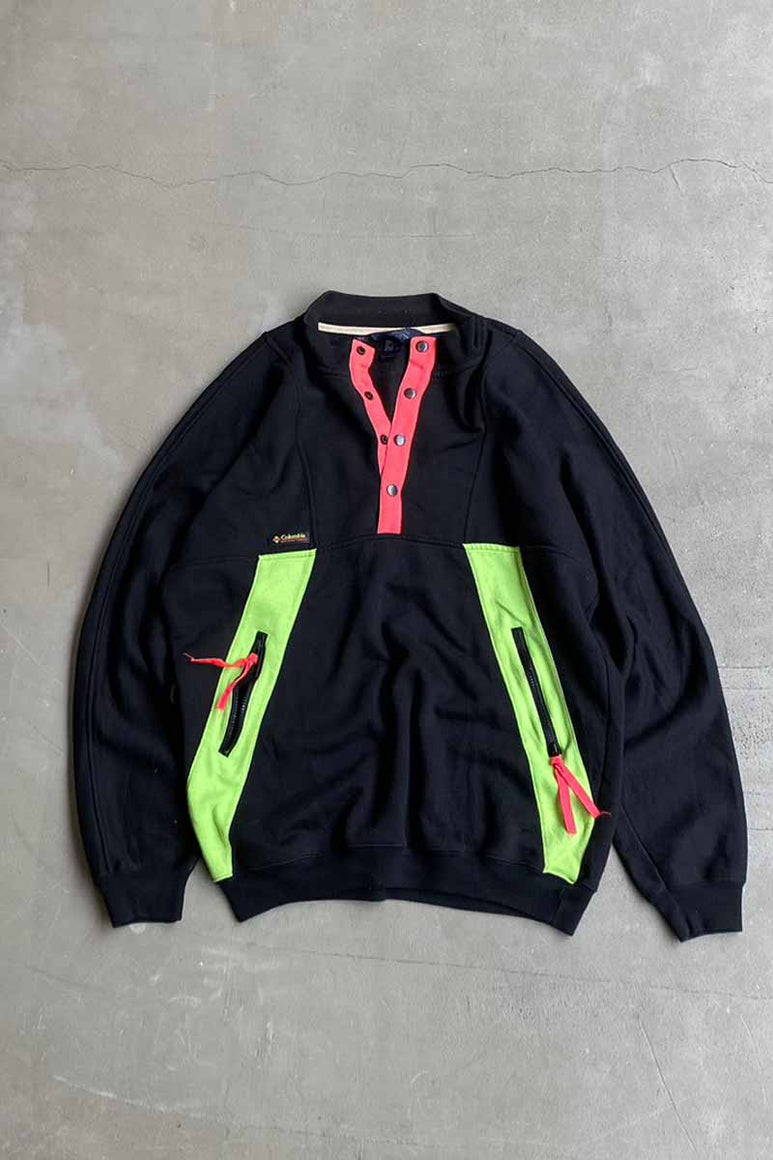 90'S HALF SNAP SWEATSHIRT / BLACK [SIZE: L USED]
