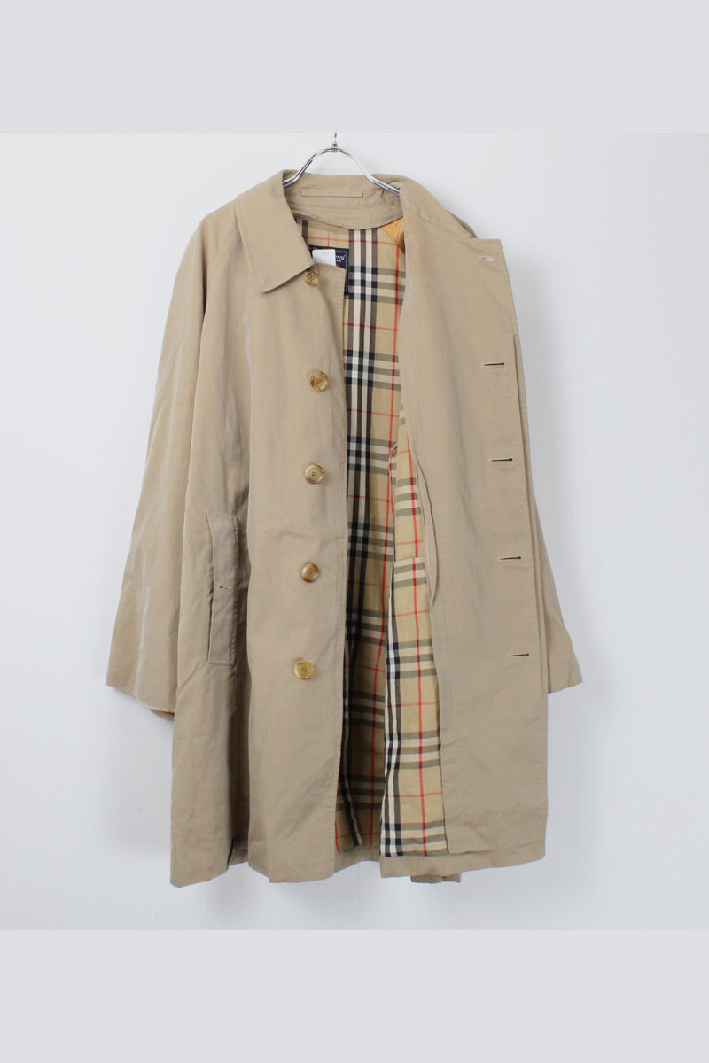 MADE IN ENGLAND 90'S SINGLE TRENCH COAT / BEIGE [SIZE: L USED]