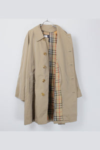 MADE IN ENGLAND 90'S SINGLE TRENCH COAT / BEIGE [SIZE: L USED]
