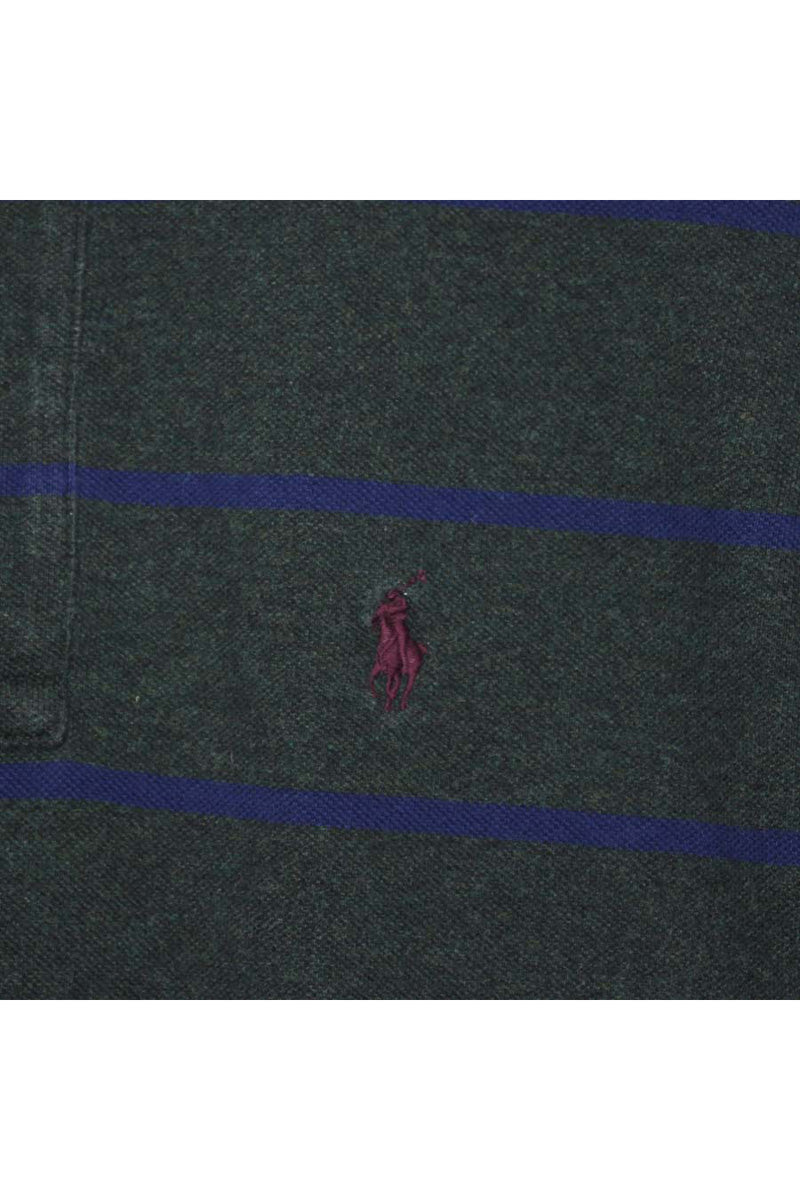 S/S COTTON BORDER POLO SHIRT / GREEN【SIZE:M USED】