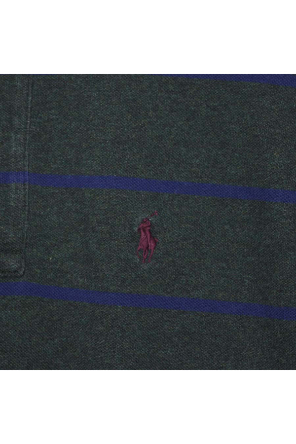 S/S COTTON BORDER POLO SHIRT / GREEN【SIZE:M USED】