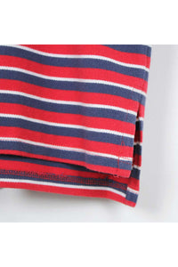 S/S BORDER POLO SHIRT / NAVY/RED【SIZE:L USED】