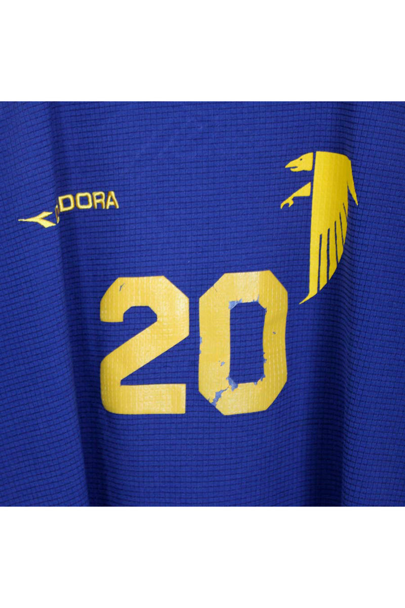 90'S GAME T-SHIRT / NAVY/YELLOW [SIZE:XL USED]