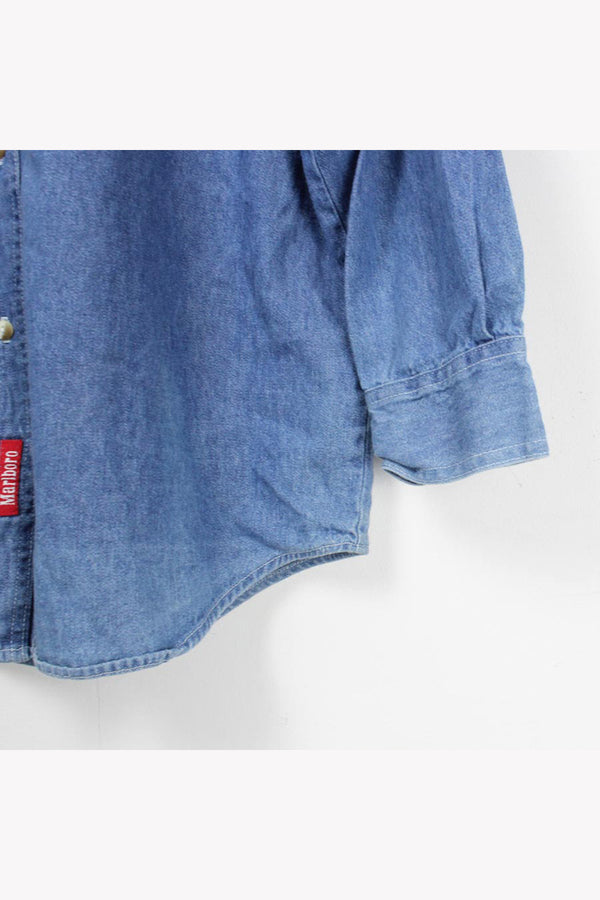 MADE IN USA 90'S DENIM L/S SHIRT / INDIGO [SIZE: L USED]
