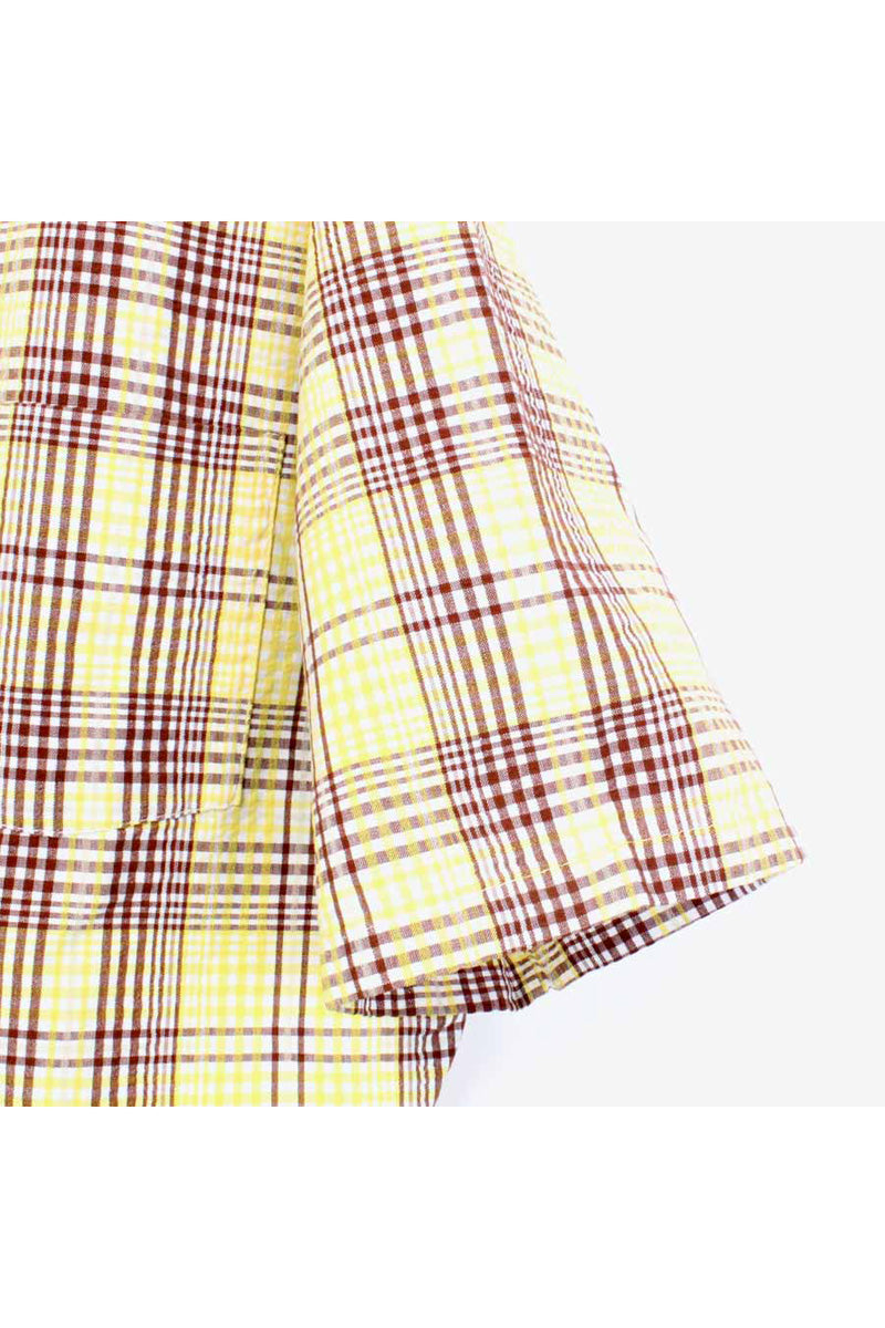 MADE IN USA S/S CHECK SHIRT / YELLOW【SIZE:M USED】