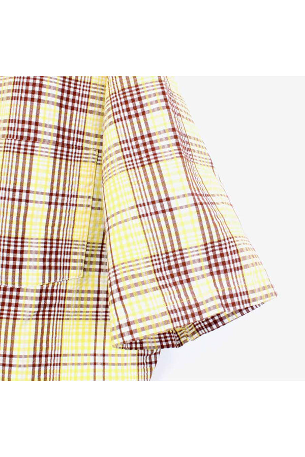 MADE IN USA S/S CHECK SHIRT / YELLOW【SIZE:M USED】