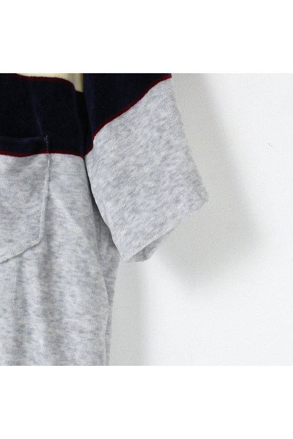 90'S VELOUR T-SHIRT / NAVY/OFFWHITE [SIZE:L USED]