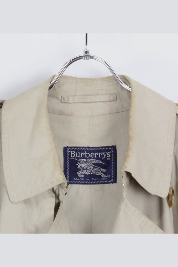MADE IN ENGLAND 80-90S DOUBLE TRENCH COAT / BEIGE [SIZE: 50R USED]