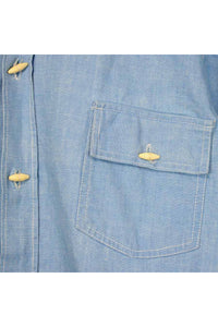 80'S S/S DENIM SHIRT / LIGHT BLUE【SIZE:M USED】