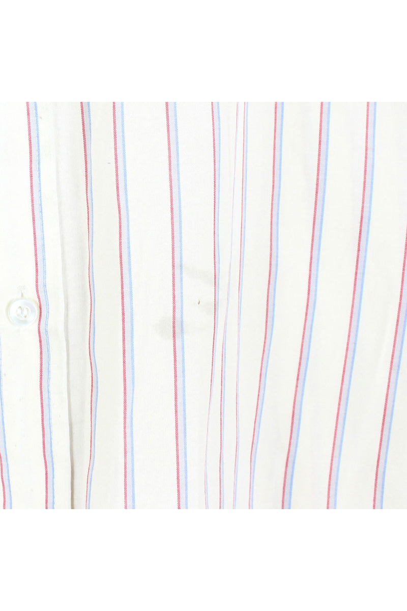 90'S S/S BD BUD LIGHT STRIPE SHIRT / OFF WHITE【SIZE:L相当 USED】