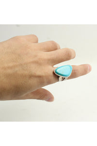 SILVER 925 RING W/TURQUOISE STONE [SIZE:18号相当 USED]