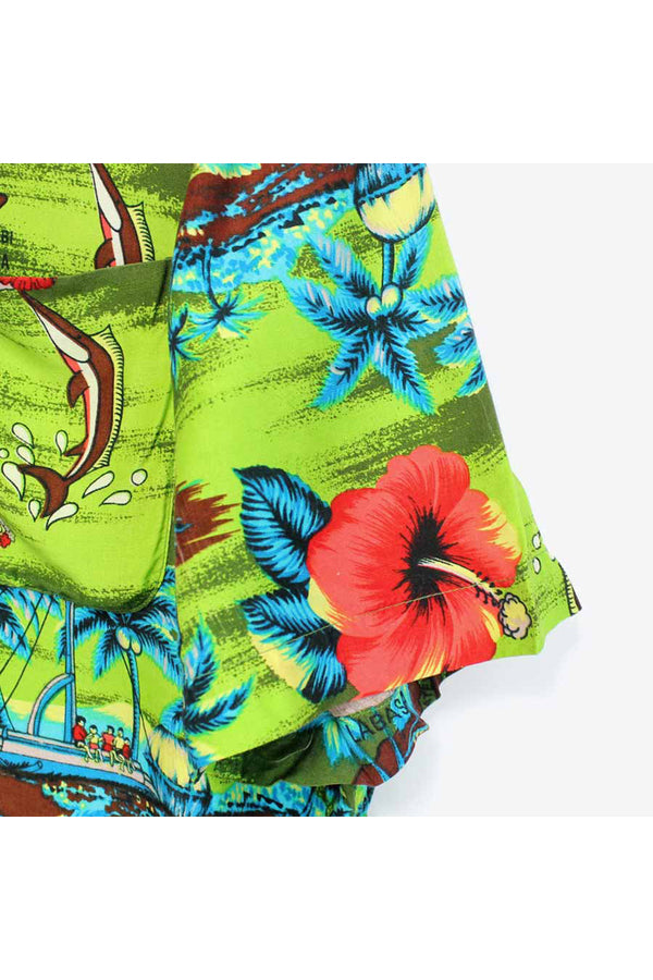 80'S S/S HAWAIIAN SHIRT / GREEN【SIZE:L USED】