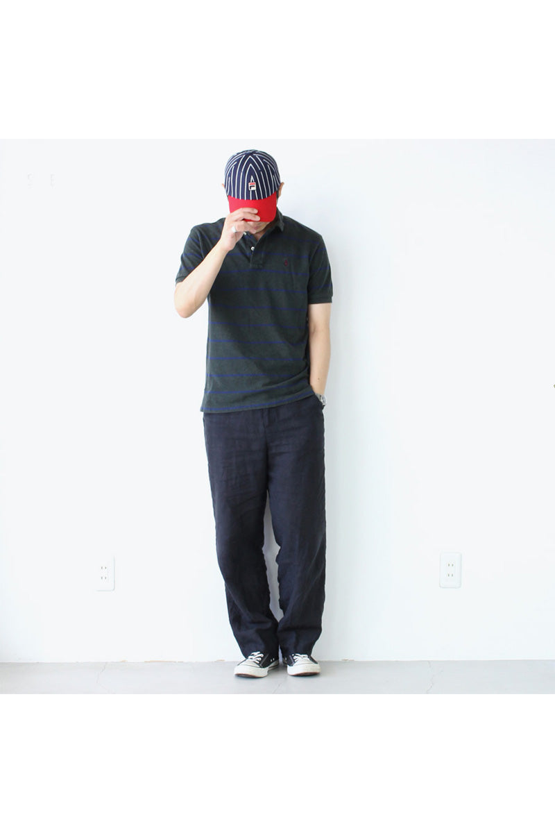 S/S COTTON BORDER POLO SHIRT / GREEN【SIZE:M USED】