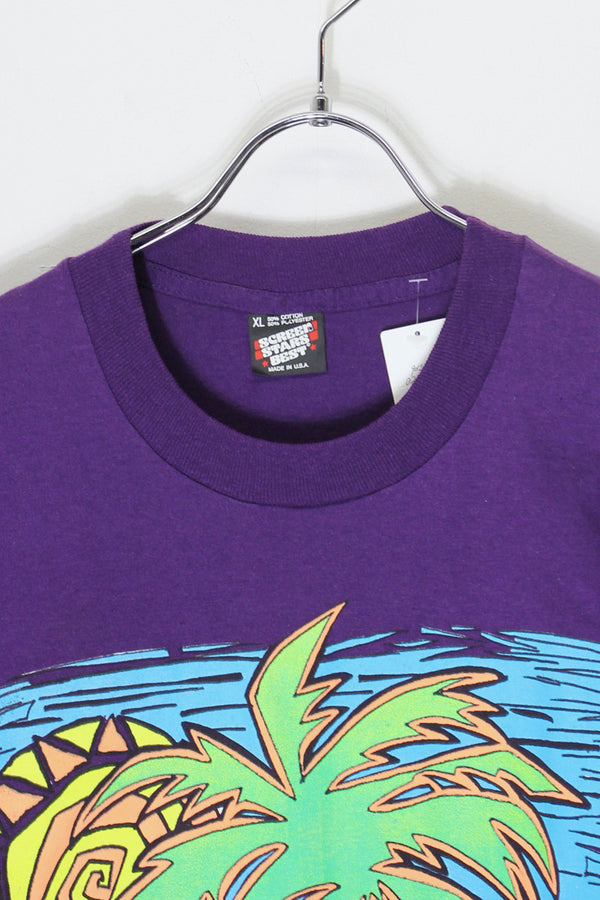 MADE IN USA 90'S S/S FLORIDA PRINT T-SHIRT / PURPLE [SIZE: XL USED]