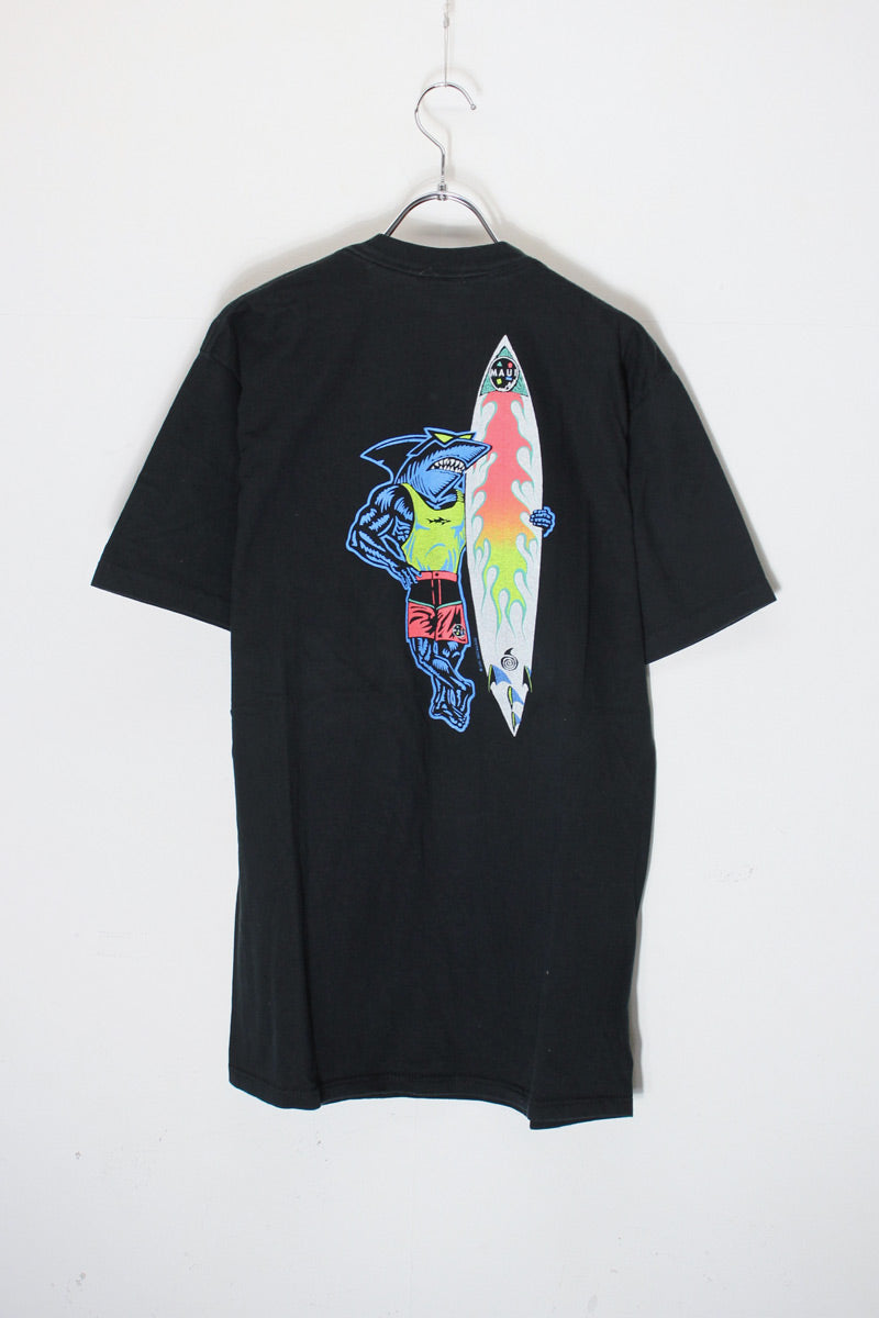 MADE IN USA 90'S S/S BACK PRINT  T-SHIRT / BLACK [SIZE: L USED]