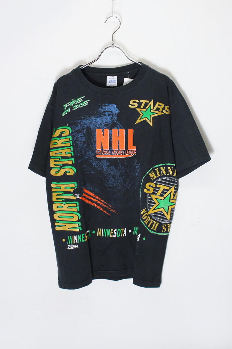 MADE IN USA 90'S S/S NHL PRINT T-SHIRT / BLACK [SIZE: L USED]