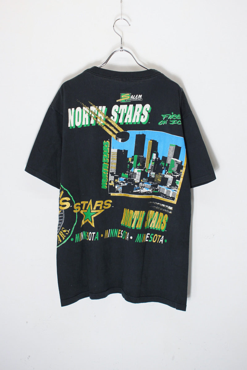 MADE IN USA 90'S S/S NHL PRINT T-SHIRT / BLACK [SIZE: L USED]