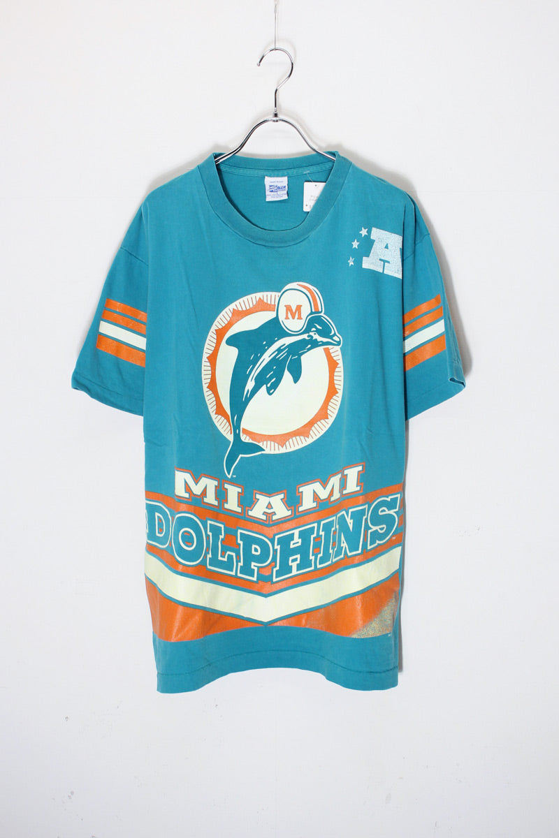 MADE IN USA 90'S NFL DOLPHINS T-SHIRT / AQUA GREEN [SIZE: L USED]