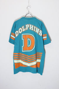 MADE IN USA 90'S NFL DOLPHINS T-SHIRT / AQUA GREEN [SIZE: L USED]