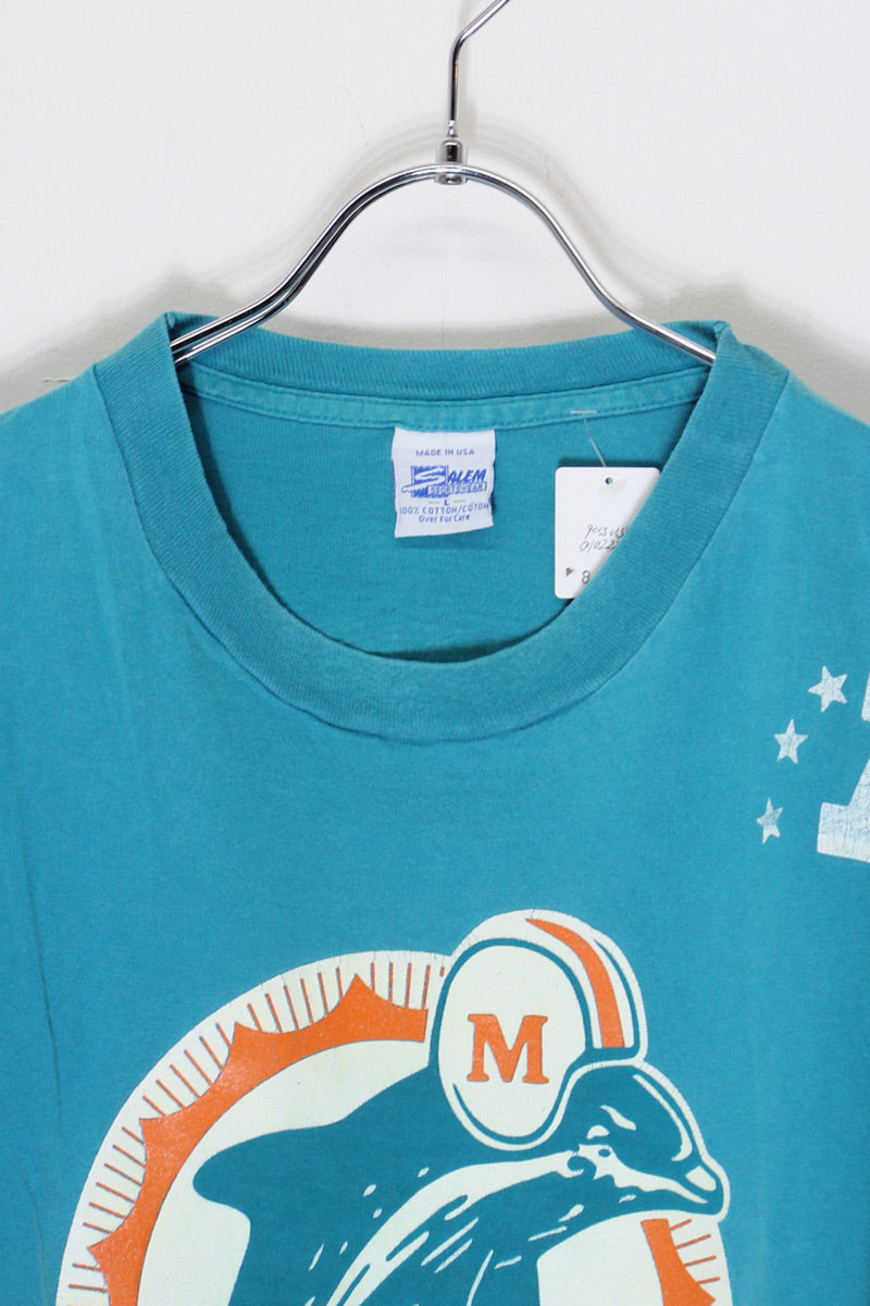 MADE IN USA 90'S NFL DOLPHINS T-SHIRT / AQUA GREEN [SIZE: L USED]