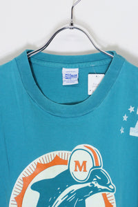 MADE IN USA 90'S NFL DOLPHINS T-SHIRT / AQUA GREEN [SIZE: L USED]