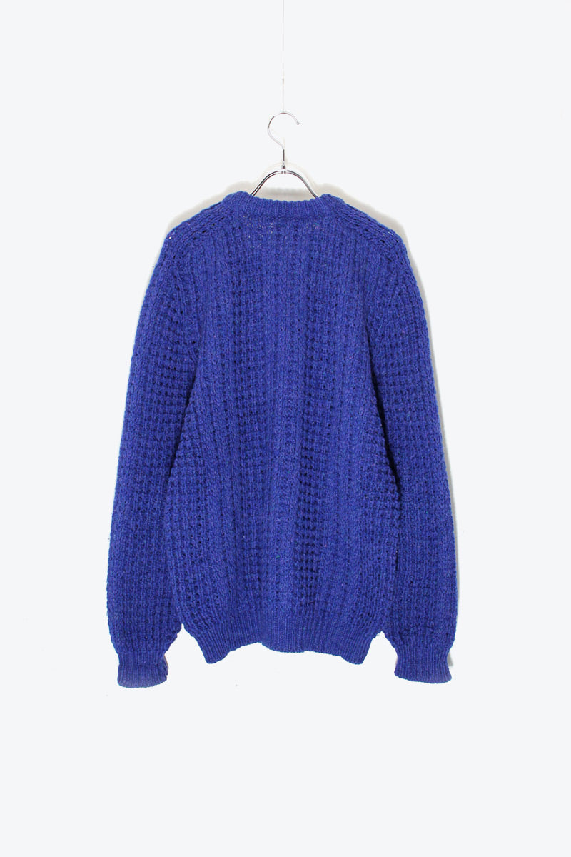 MADE IN IRELAND 90'S WOOL MELANGE CABLE KNIT SWEATER / BLUE [SIZE: M USED]