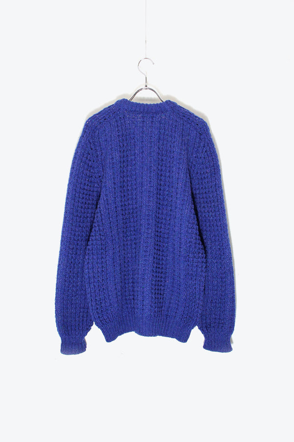 MADE IN IRELAND 90'S WOOL MELANGE CABLE KNIT SWEATER / BLUE [SIZE: M USED]
