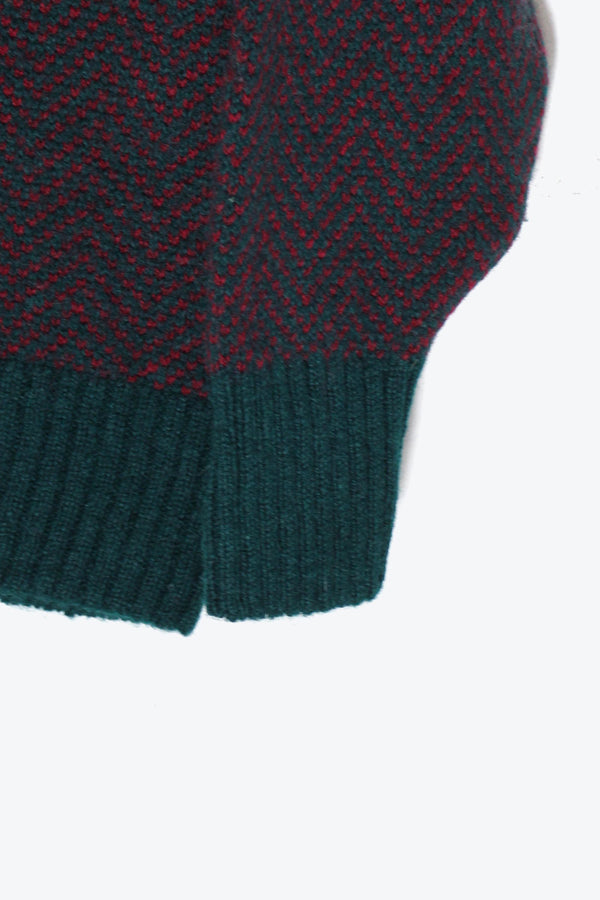MADE IN SCOTLAND 90'S DESIGN WOOL KNIT SWEATER / GREEN / RED [SIZE: M Equivalent DEADSTOCK/NOS]