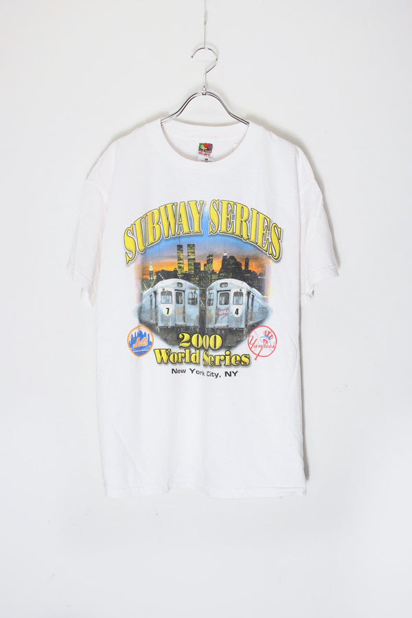 01 S/S MLB NY METS T-SHIRT SUBWAY SERIES / WHITE [SIZE: XL USED]