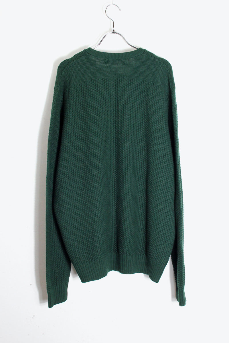 90'S V-NECK COTTON ALPACA KNIT SWEATER / GREEN [SIZE: XL USED]
